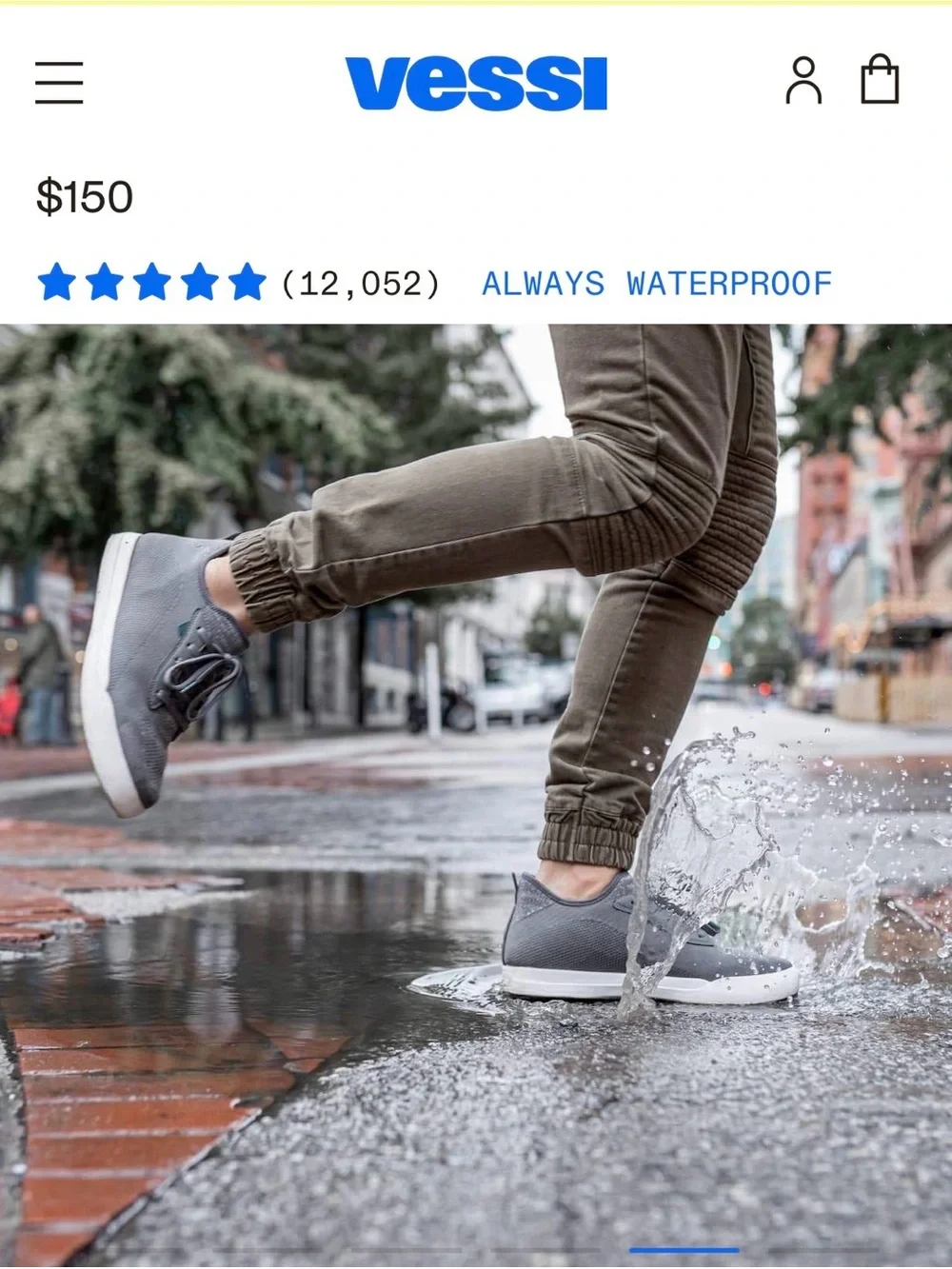 Vessi Men's Grey Knit Lace-Up Waterproof Weekend Sneakers